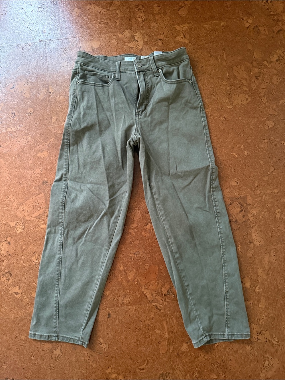 Time and Tru Women's Straight-Leg Jeans in Olive Green